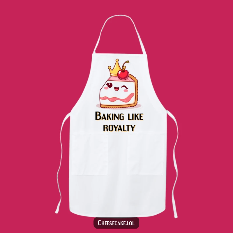 Funny Cheesecake Apron: Cute Royal Chef Winks, Kitchen Crown Jewel!