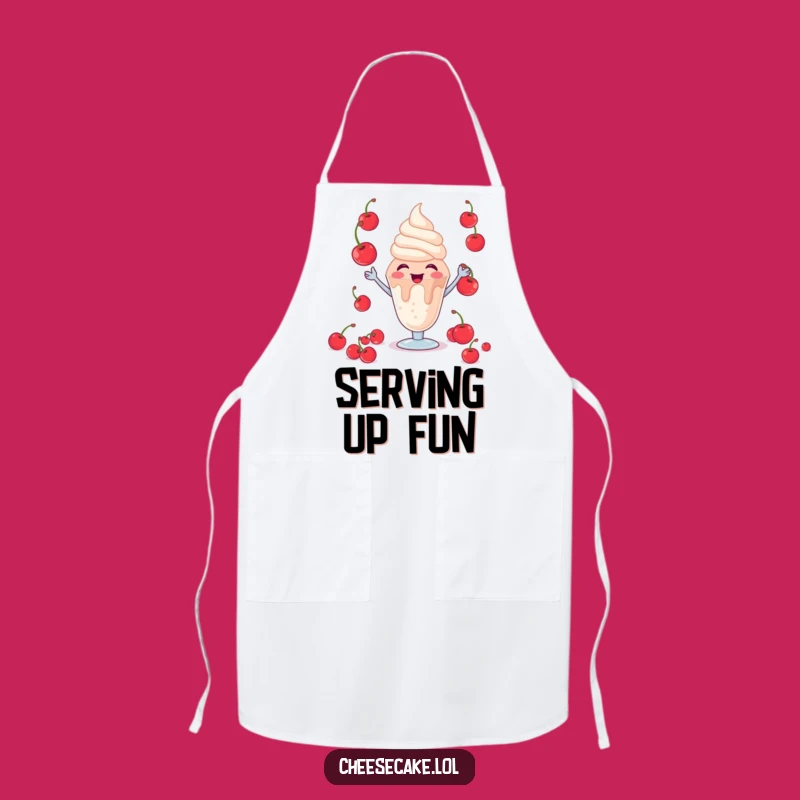 Funny Giggling Sundae Apron: Cook with a Juggling Cherry Character, Kitchen Fun Gift