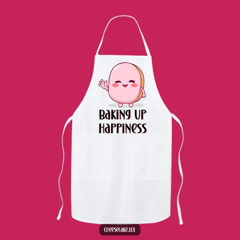 Funny Winking Macaroon Apron: Bake with a Cheerful Wave Character, a Sweet Kitchen Gift