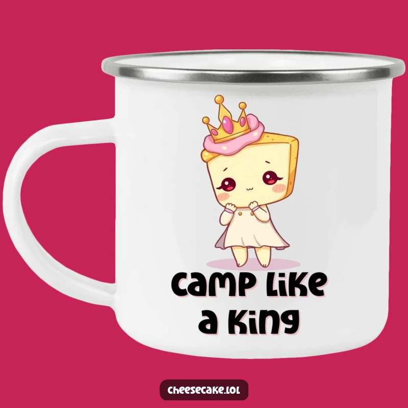 Funny Royal Cheesecake Camping Mug: Enjoy Your Brew Like Royalty