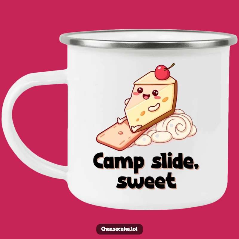 Funny Enamel Mug - Cheesecake Slide for Joyful Outdoor Sips