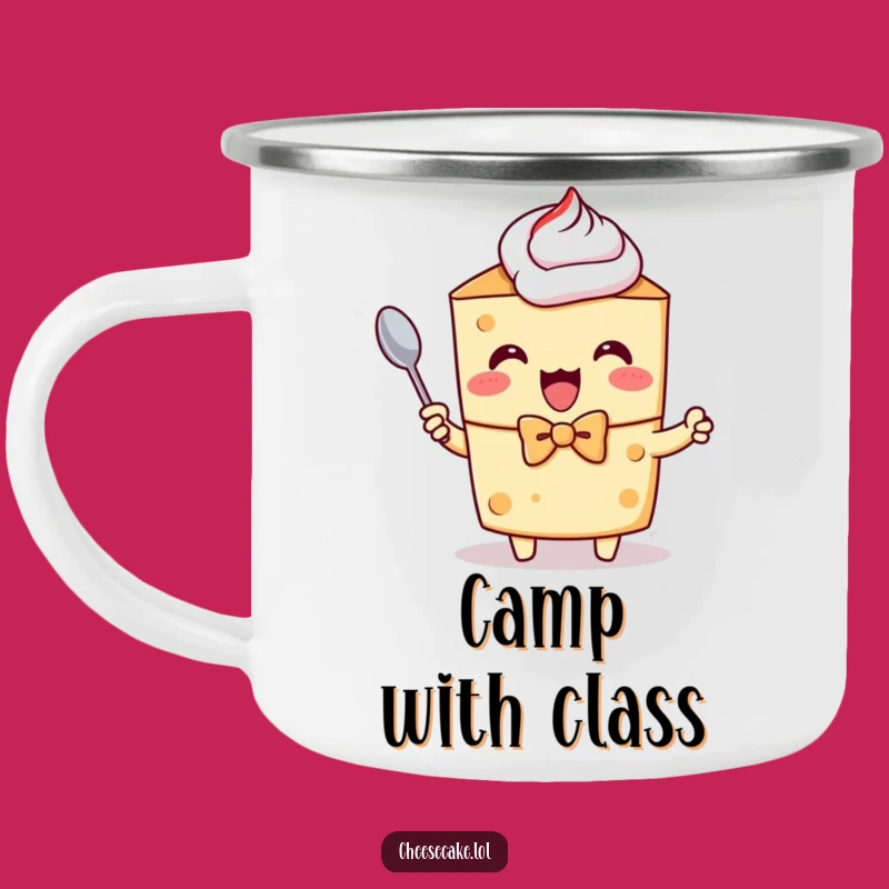 Funny Dapper Cheesecake Camping Mug: Your Enthusiastic Outdoor Companion