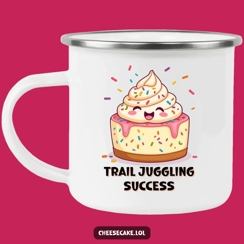 Funny Cheesecake Sprinkle Juggling Camping Mug, Your Cheerful Companion for Adventures