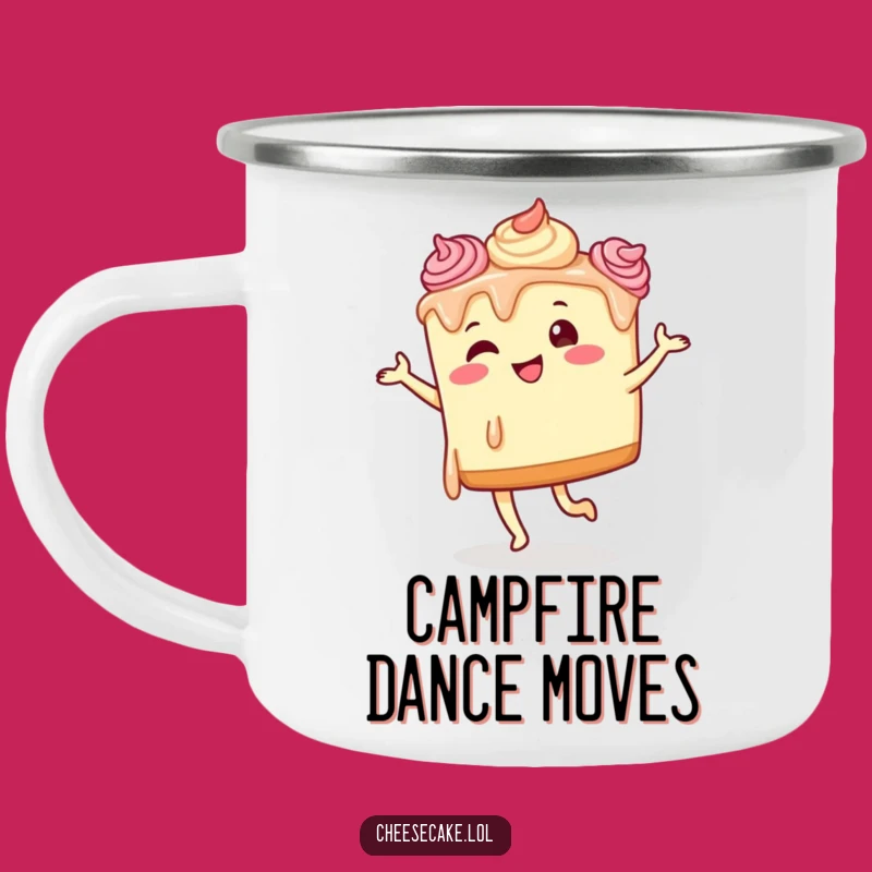 Funny Dancing Cheesecake Camping Mug - Groove with Your Campfire Coffee