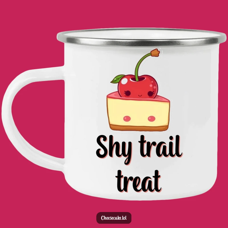 Funny Shy Cheesecake Cherry Camp Mug - Bashful Sips Outdoors!