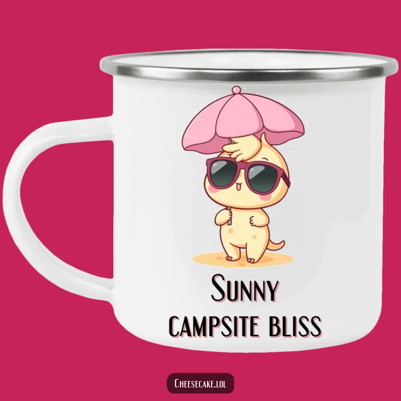 Funny Cheesecake Beach Camping Mug: Your Vacation Companion