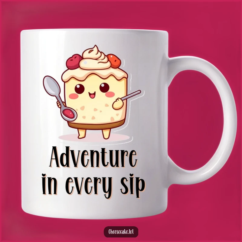 Funny Cheesecake Adventure Mug: Ready For Deliciousness With A Spoon, Perfect Funny Gift