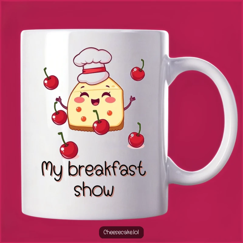 Funny Chef Cheesecake Mug, Juggling Cherry Dessert Artist, Perfect Humorous Gift for Bakers
