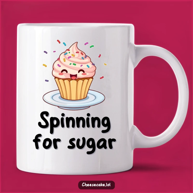 Funny Excited Cupcake Mug - Sprinkly Celebration Dancer Gift for Treat Lovers