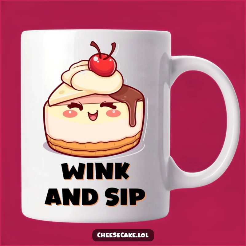 Funny Winking Cheesecake Mug: Cheeky Dessert Delight for a Playful Start