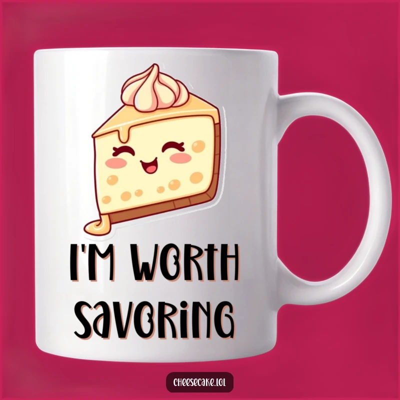 Funny Cheesecake Wink Mug: A Delicious Slice With Dripping Frosting, Perfect Funny Gift