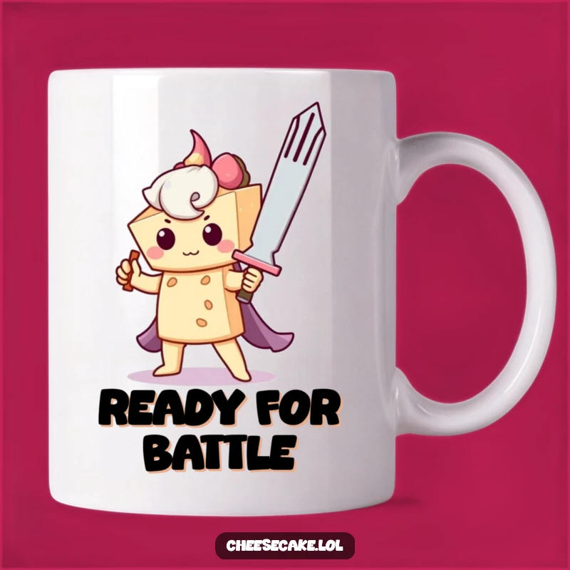 Funny Cheesecake Knight Mug: Brave Dessert Warrior Gift