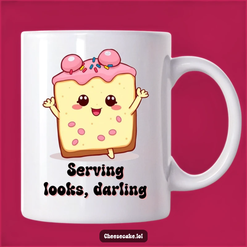 Funny Cheesecake Mug: Charming Sprinkled Slice, Dramatic Pose, Perfect Gift!