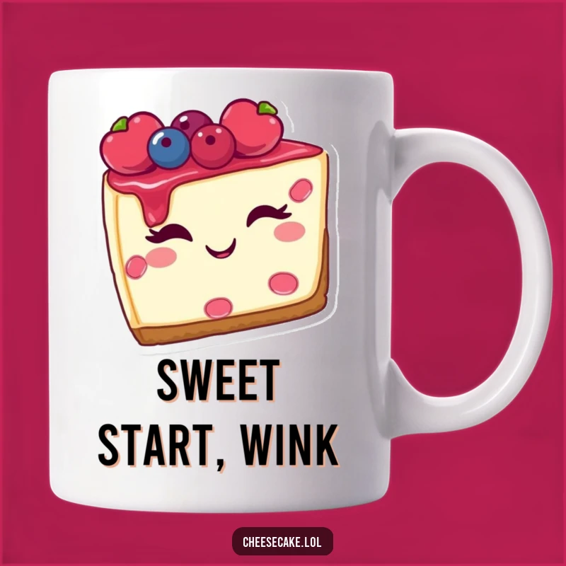 Funny Cheesecake Mug, Winking Berry Dessert Lover, Perfect Humorous Gift for Sweet Tooths