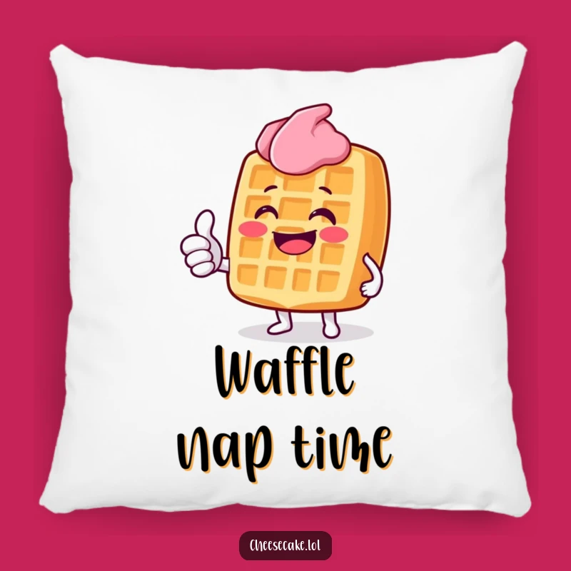 Funny Grinning Waffle Pillow: Lounge with a Thumbs Up Character, Cozy Accent Gift