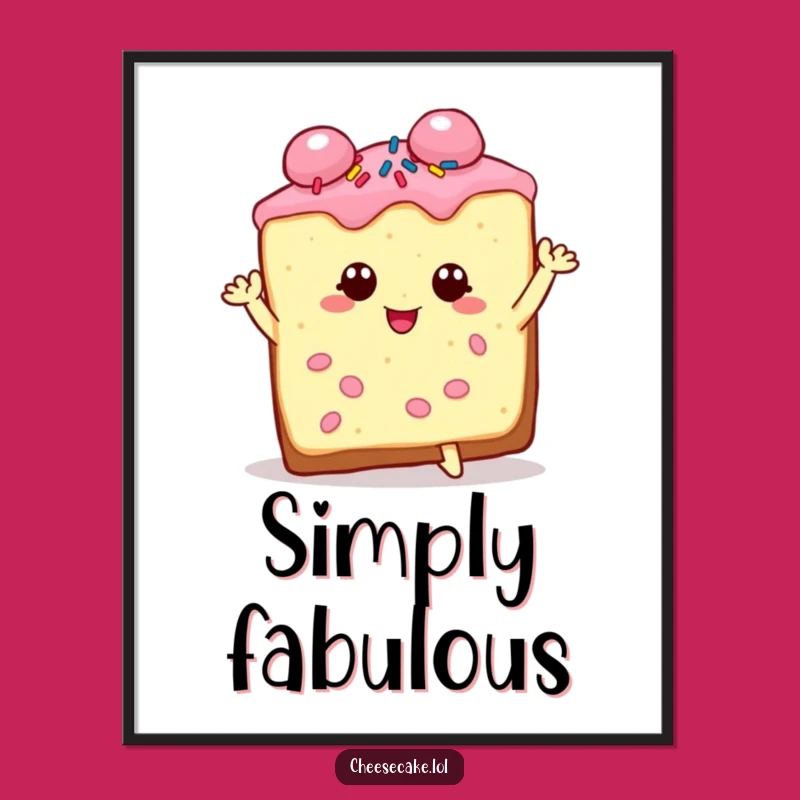 Funny Cheesecake Digital Art: Charming Slice, Dramatic Pose, Theatrical Decor!