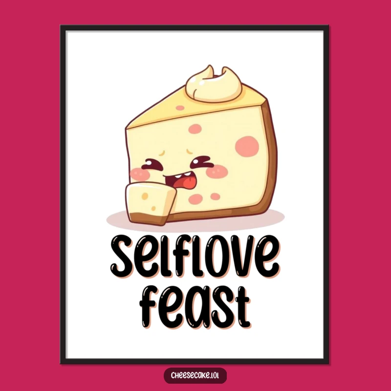 Funny Cheesecake Digital Art: Mischievous Slice Eating Itself, Quirky Decor!