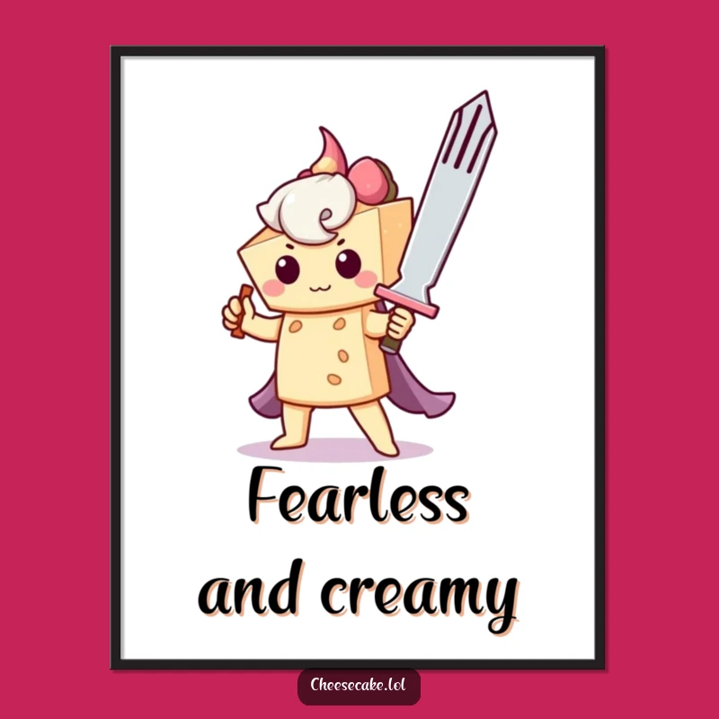 Funny Cheesecake Knight Digital Art: Brave Dessert Decor Gift