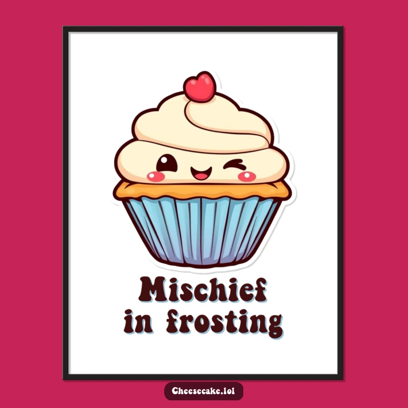 Funny Digital Art - Mischievous Cupcake for Instant Playful Decor