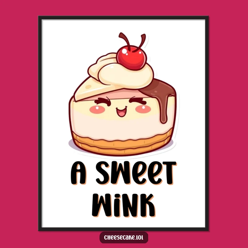 Funny Winking Cheesecake Digital Art: Cheeky Dessert Art for Instant Fun