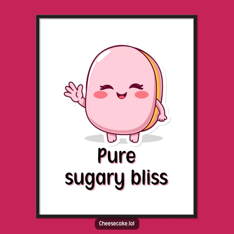 Funny Winking Macaroon Digital Art Print: Adorn Your Space with a Cheerful Wave, a Sweet Downloadable Gift