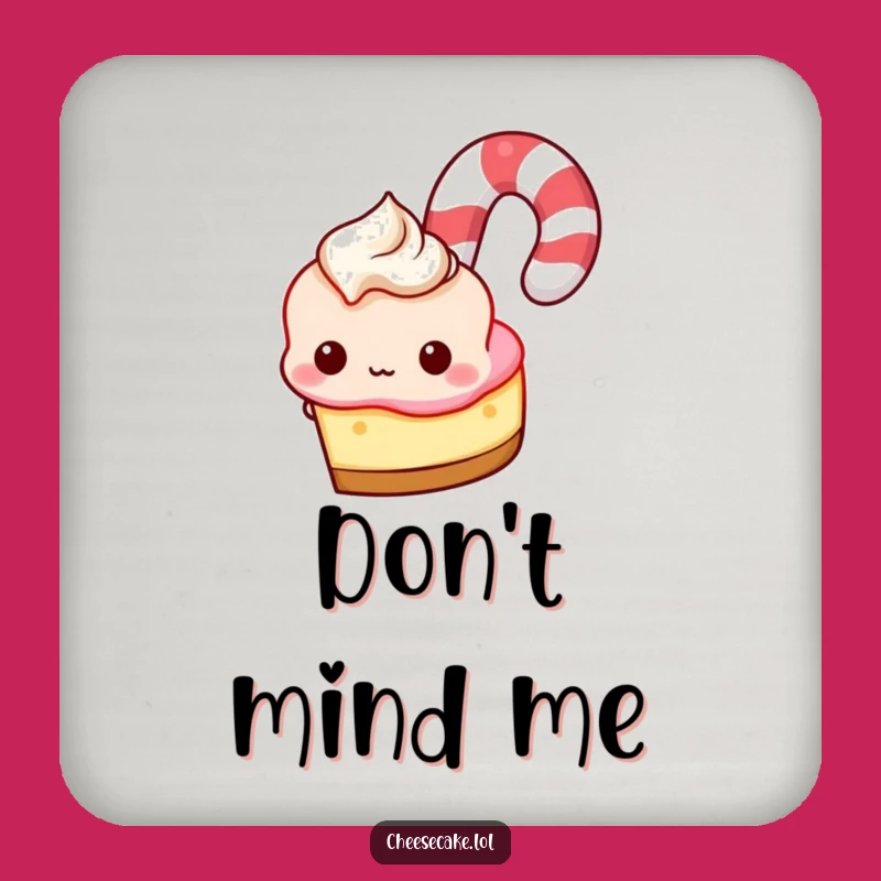 Funny Cheesecake Candy Cane Peek Coaster, Protect Surfaces with Hilarious Dessert Art