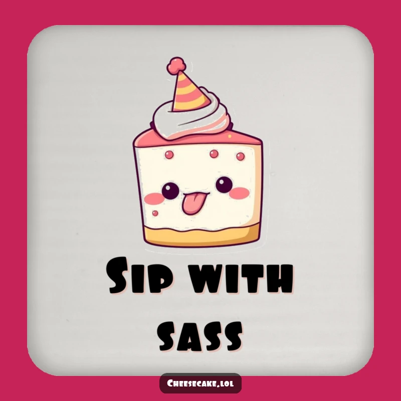 Funny Cheesecake Drink Coaster, Playful Party Tongue Out Protection, Hilarious Gift for Tables