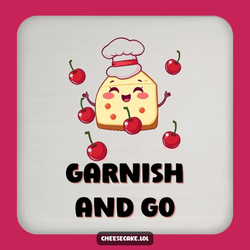 Funny Chef Cheesecake Drink Coaster, Juggling Cherry Table Protection, Hilarious Gift for Kitchens