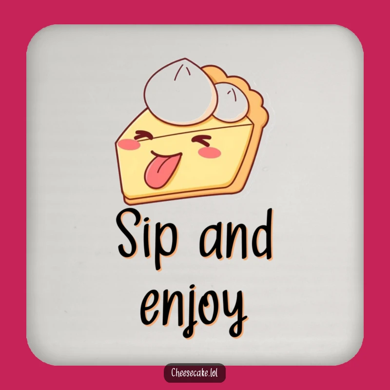 Funny Pie Wink Tongue Out Coaster - Protect Surfaces with Cheeky Dessert Style