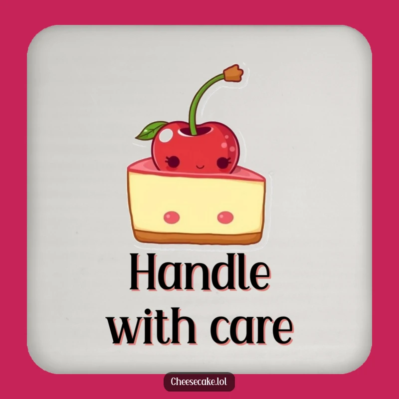 Funny Shy Cheesecake Cherry Coaster - Protect Surfaces with Sweet Charm!