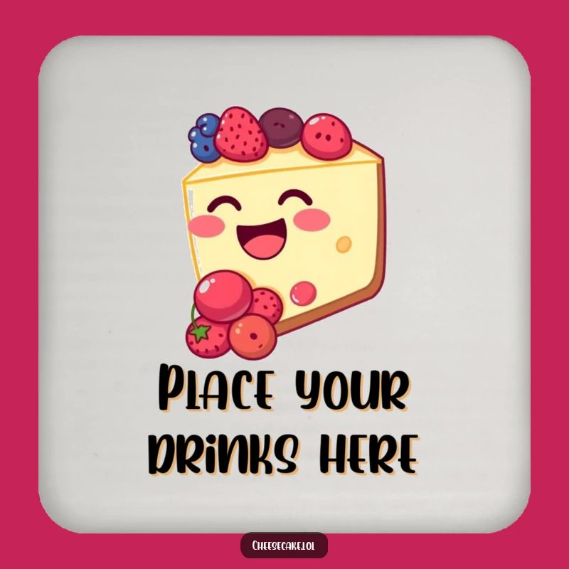 Funny Cheesecake Berry Protection Coaster - Protect Surfaces with Humor!