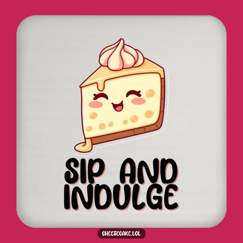 Funny Cheesecake Wink Drink Coaster: Protect Surfaces With Sweet Style, A Charming Funny Gift