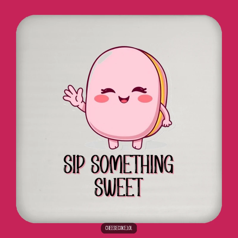 Funny Winking Macaroon Drink Coaster: Protect Surfaces with a Cheerful Wave, a Sweet Gift