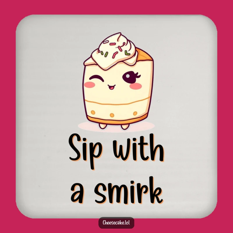 Funny Cheesecake Wink Sprinkles Coaster, Protect Surfaces with Cheeky Dessert Style