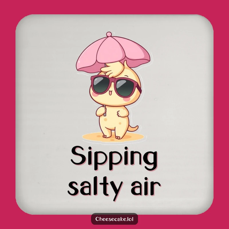 Funny Cheesecake Beach Drink Coaster: Sip in Sunny Style