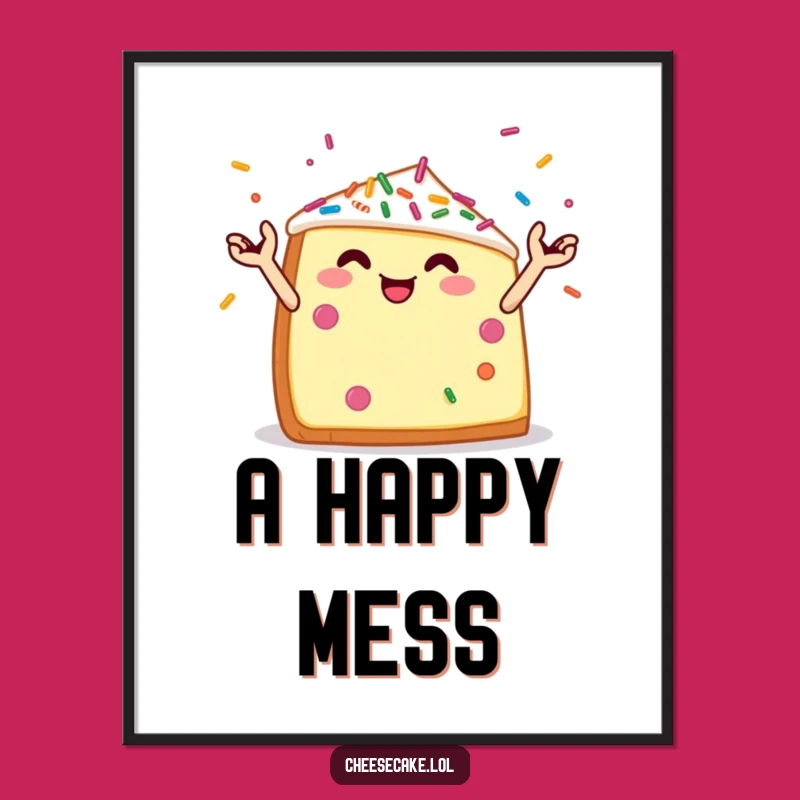 Funny Cheesecake Poster - Juggling Sprinkles Dessert Art Print