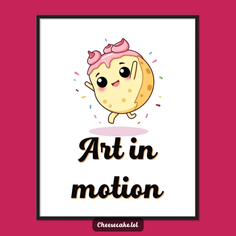 Funny Cheesecake Cartwheel Poster: Sprinkle Splash Dessert Art