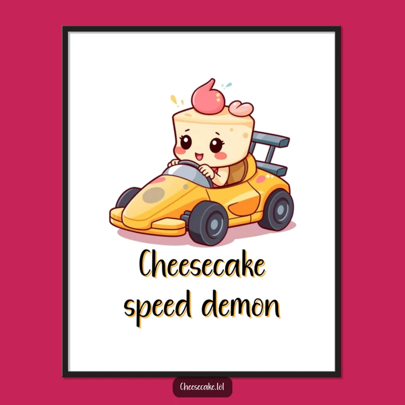 Funny Wall Art: Cheesecake Racer Speeds Forward with Determination