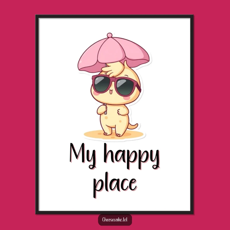 Funny Cheesecake Beach Poster: Tropical Vibes for Your Walls