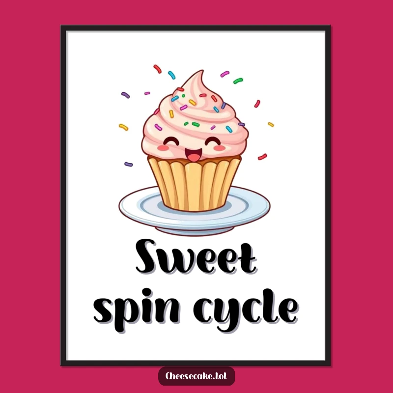 Funny Excited Cupcake Poster - Sprinkly Dancer Art Print Gift