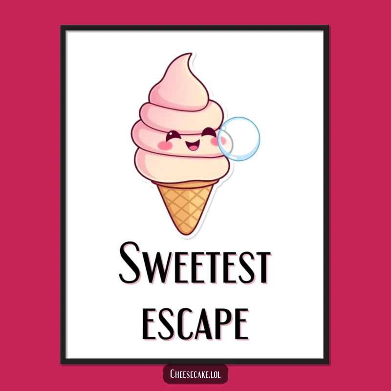 Funny Ice Cream Bubble Poster: Decorate with Sweet & Funny Summer Vibes!