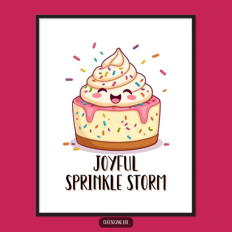 Funny Cheesecake Sprinkle Juggling Poster, Brighten Your Space with Cheerful Art