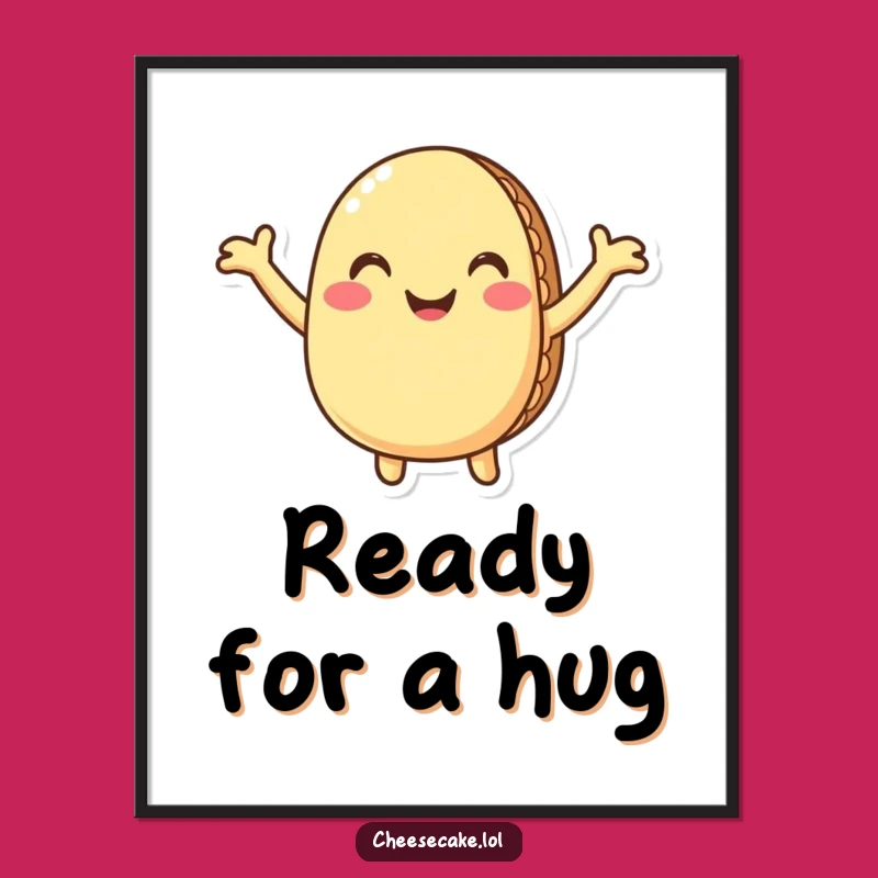 Funny Macaron Poster: Sweet Pastry Hug Art for Adorable Wall Decor