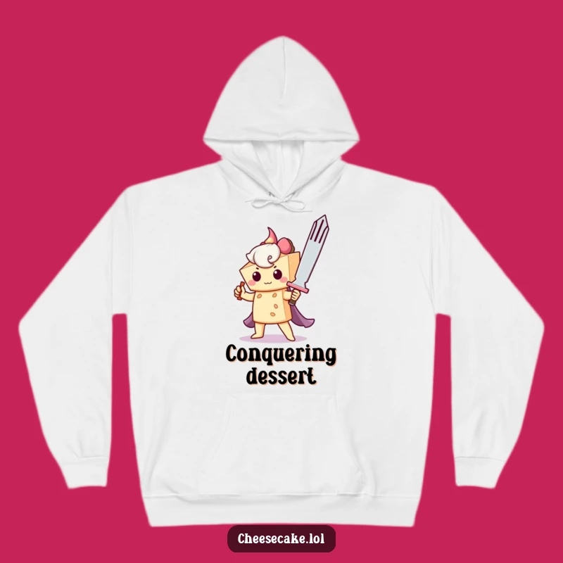 Funny Cheesecake Knight Hoodie: Cozy Braveheart Dessert Comfort