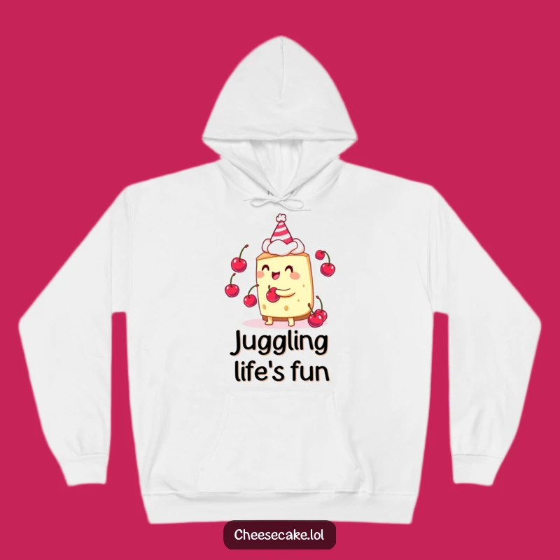Funny Cheesecake Juggler Hoodie - Cozy Up with Festive Dessert Vibes