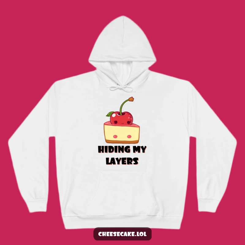 Funny Shy Cheesecake Cherry Comfort Hoodie - Cozy & Bashful Warmth!