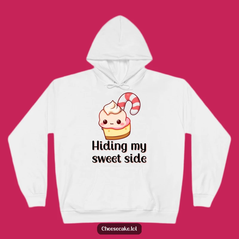 Funny Cheesecake Candy Cane Peek Hoodie, Cozy and Hilarious Dessert Lover Apparel
