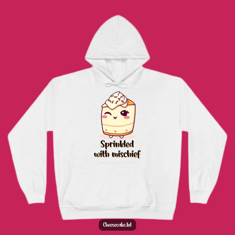 Funny Cheesecake Wink Sprinkles Hoodie, Cozy Up with Cheeky Dessert Vibes