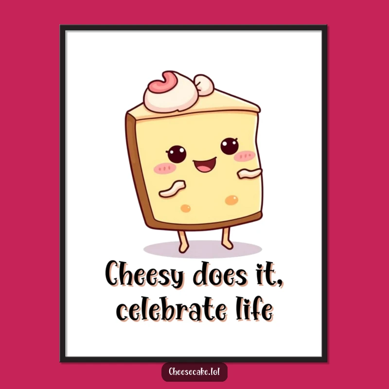 Free Printable Cheesecake Shimmy Wall Art: Dancing Dessert Art for a Humorous Downloadable Decor