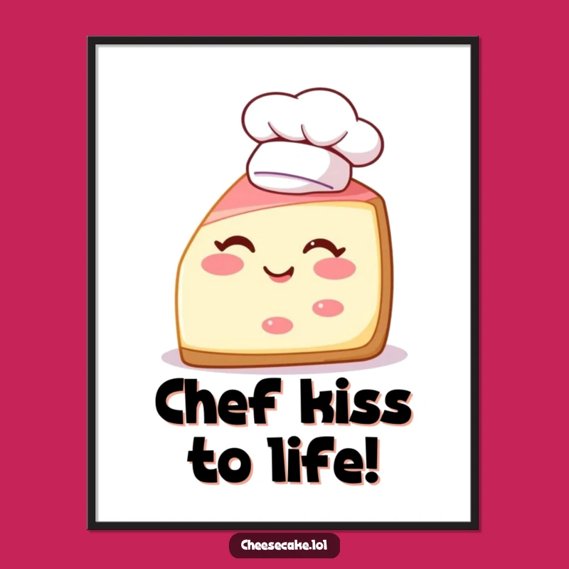 Free Printable Wall Art: Cheerful Cheesecake Chef Wink - Funny Downloadable Decor Gift